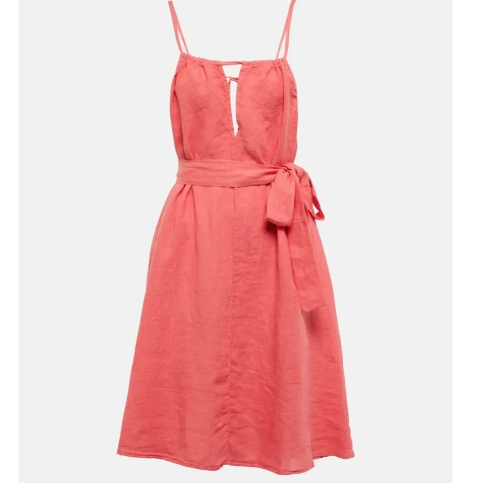 Velvet by Graham & Spencer pink 100% Linen tank dress size Small